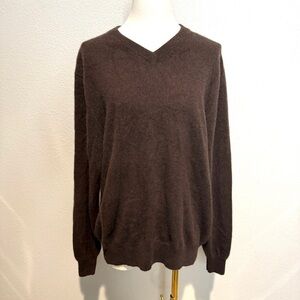 Allen Solly Cashmere Brown V-Neck Sweater
